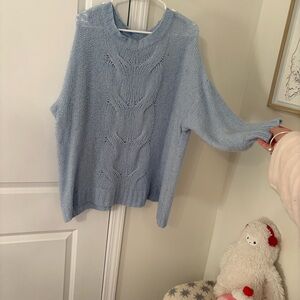 Aerie Light Blue Cable Knit Sweater